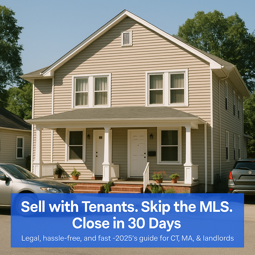 Duplex home with cars parked in front, illustrating an easy, legal way for landlords to sell properties with tenants in place, without using the MLS.